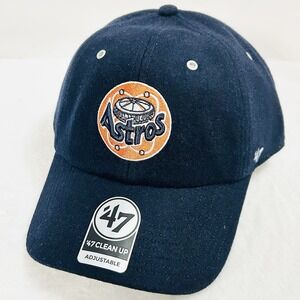 '47 Brand Houston Astros Wooly Clean Up Hat Cap Adjustable Strap Blue MLB Retro